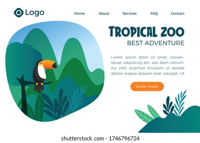 bird in green forest landing page desain