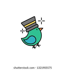 Bird, green, hat icon. Element of color St Patricks day icon. Premium quality graphic design icon. Signs and symbols collection icon for websites, web design, mobile app