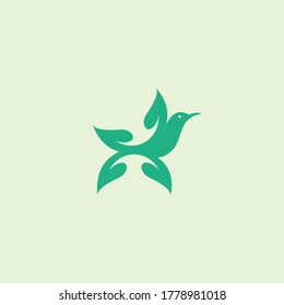 Logo de Bird Green Leaf Creative Illustration
