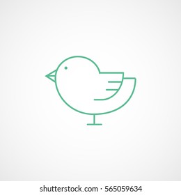 Bird Green Line Icon On White Background