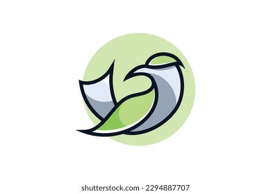Bird Green logo cartoon mascot illustration vector