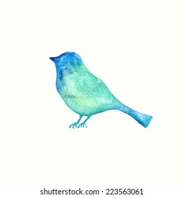 Bird. Greeting card with watercolor bird.