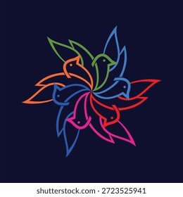 Vector de diseño de logotipo de concepto de equipo de grupo de aves