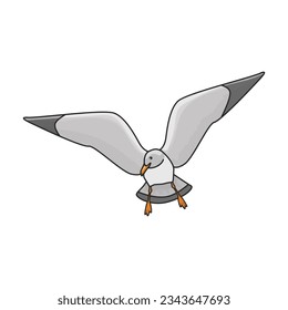 Icono vector de gaviota de pájaro.Icono vector de color aislado en gaviota de pájaro de fondo blanco.