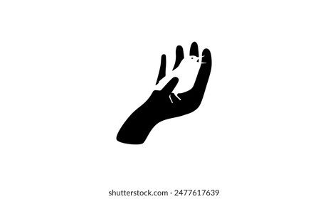 bird in hand, black isolated silhouette