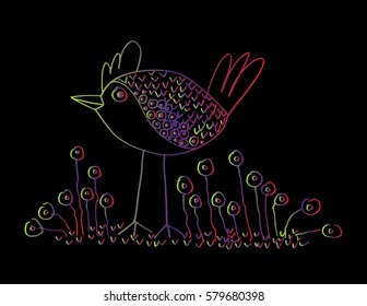 Bird hand drawing illustration. Decorative style