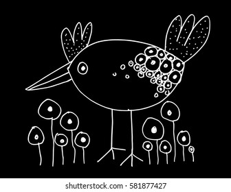 Bird hand drawing illustration. Decorative style