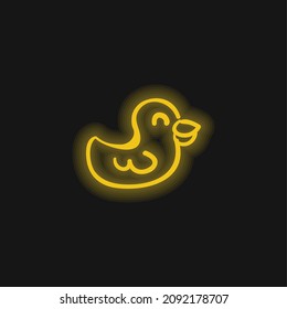 Bird Hand Drawn Animal Toy yellow glowing neon icon