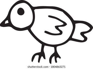 bird hand drawn doodle. single element for design icon, sticker, card, poster. scandinavian, monochrome, minimalism, children