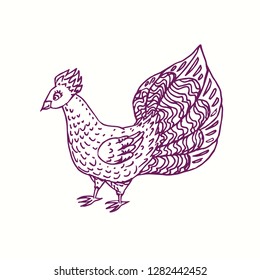 Bird hand drawn doodle, sketch in naïve style, outline vector illustration