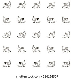 Bird hand drawn seamless background