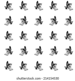 Bird hand drawn seamless background
