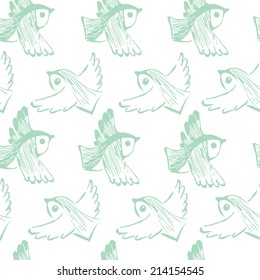 Bird hand drawn seamless background