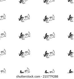 Bird hand drawn seamless background