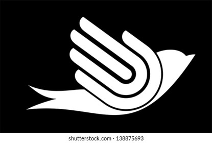 Bird with hand, freedom sign, vector,