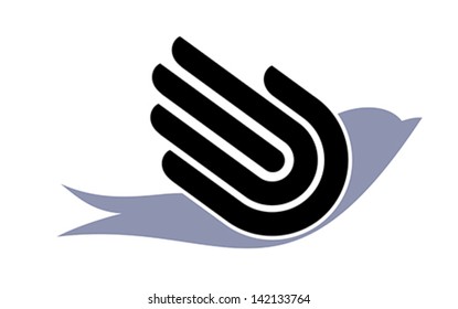 Bird with hand, freedom sign, vector,