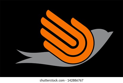 Bird with hand, freedom sign, vector,