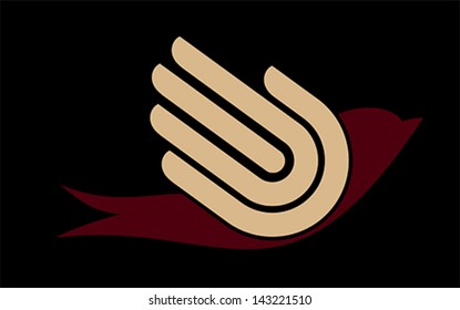 Bird with hand, freedom sign, vector,