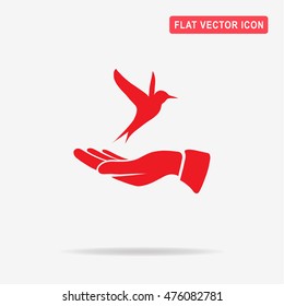 Bird and hand icon. Vector concept illustration for design.