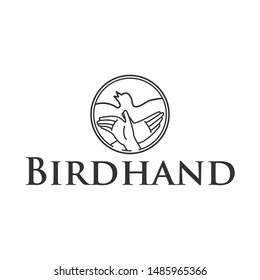Bird Hand Illustration Emblem Logo Design