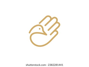 bird with hand logo design vector