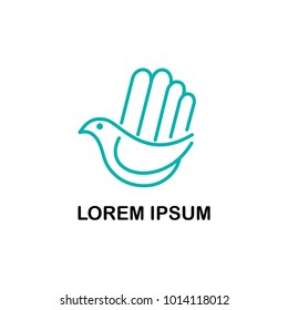 bird and hand vector logo 