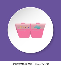 Bird hanging feeder icon in flat style