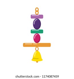 Bird hanging toy with bell in flat style