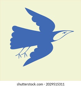 bird of happiness blue flying graphic vector isolated doodle image