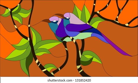 bird of happiness / Stained glass window