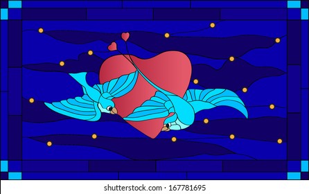bird of happiness / Stained glass window