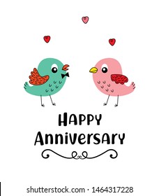 Bird Happy Anniversary Wedding Card Stock Vector (Royalty Free ...