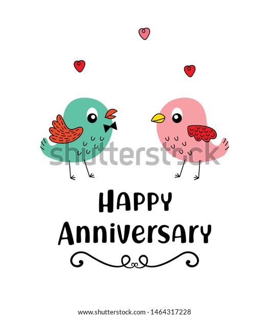 Bird Happy Anniversary Wedding Card のベクター画像素材 ロイヤリティフリー