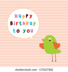 bird happy birthday card