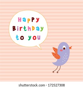 bird happy birthday card