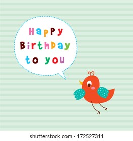 bird happy birthday card