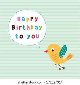 bird happy birthday card