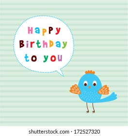 bird happy birthday card