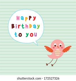 bird happy birthday card