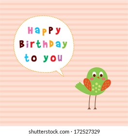 bird happy birthday card