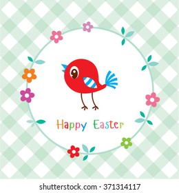 bird happy easter greeting card illustration