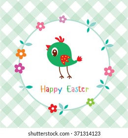 bird happy easter greeting card illustration