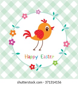 bird happy easter greeting card illustration