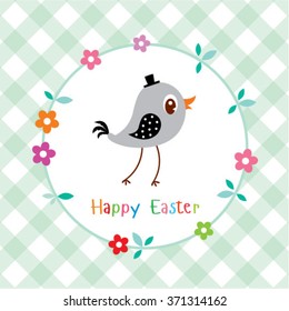bird happy easter greeting card illustration