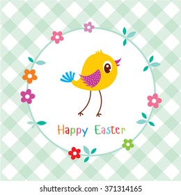 bird happy easter greeting card illustration