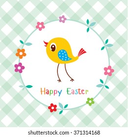 bird happy easter greeting card illustration