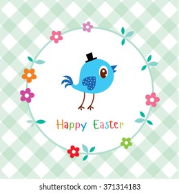 bird happy easter greeting card illustration