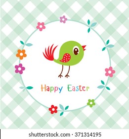 bird happy easter greeting card illustration