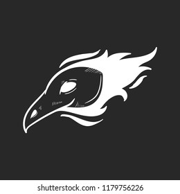 bird head bone doodle flat black