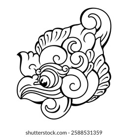 
bird head carved vector design on black and white background